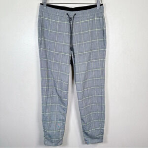 Zara Mens Size Medium Drawstring Waist Plaid Check Ankle Pant